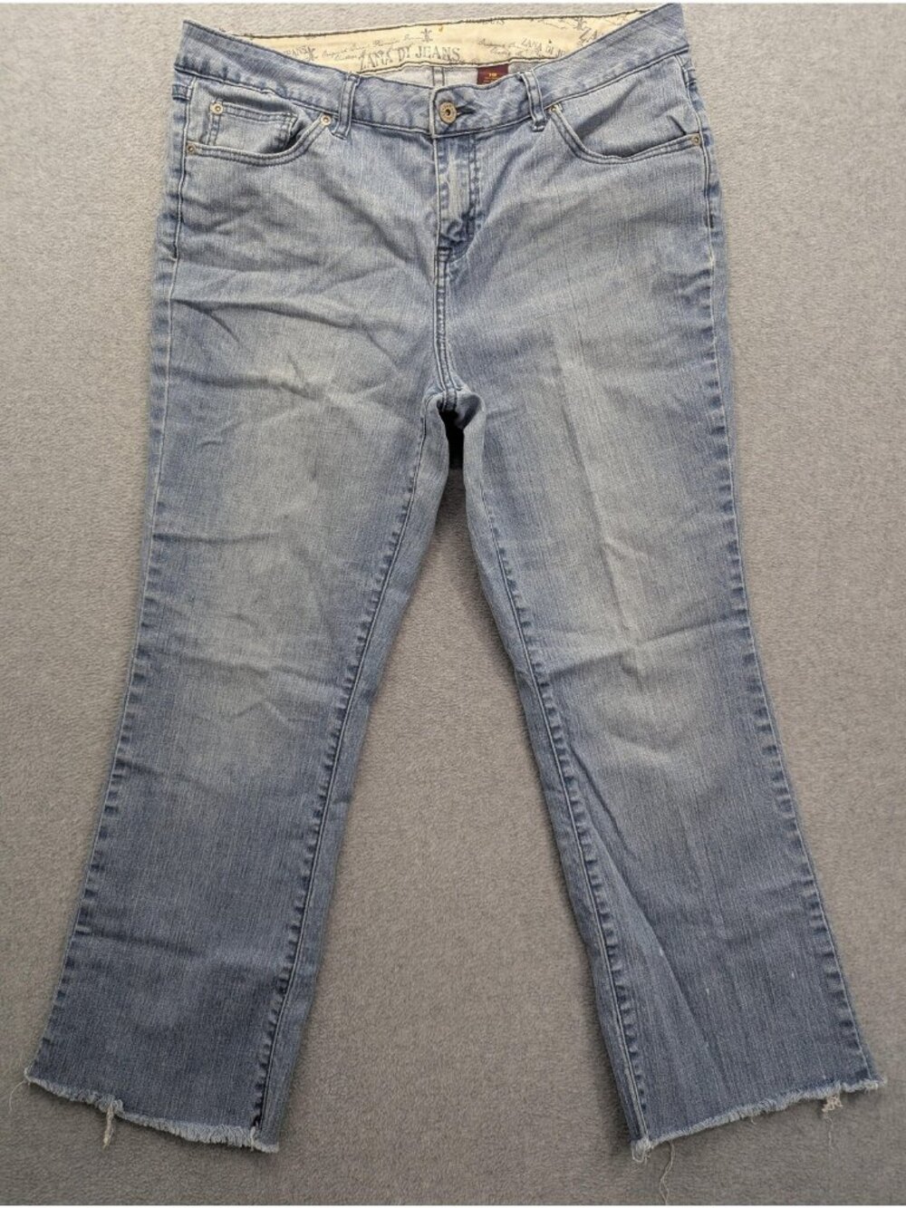Zana Di Bootcut Jeans Womens 18 Blue Light Wash High Rise Raw Hem Stretch Denim